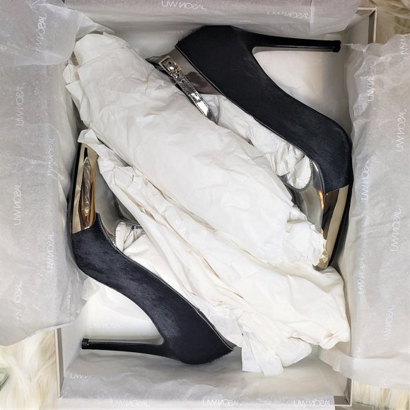 NIB JASON WU Hair-On-Hide Silver Metallic Stiletto, Size 5.5 - Picture 9 of 13